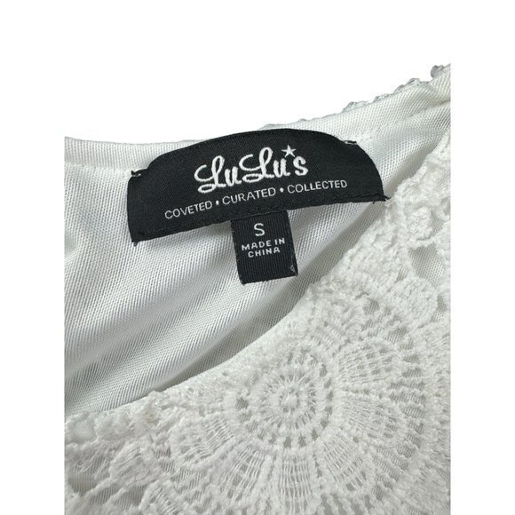 LULUS FEELIN' FINE IVORY LACE DRESS SHIFT SIZE S | D1 - Picture 4 of 7